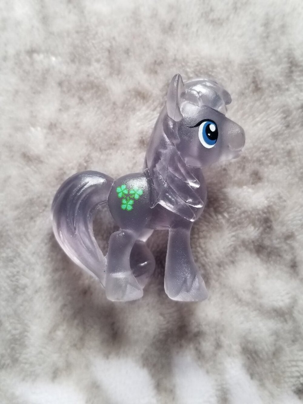 My Little Pony Figure Lucky Clover Gray Translucent MLP G4 Mini Figurine